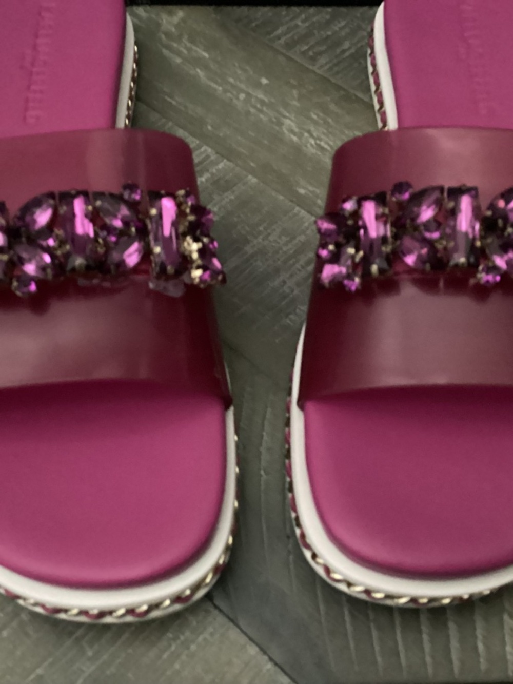 KARL LAGERFELD PARIS Women's Bijou Embellished Slide Sandals - Picture 2 of 16